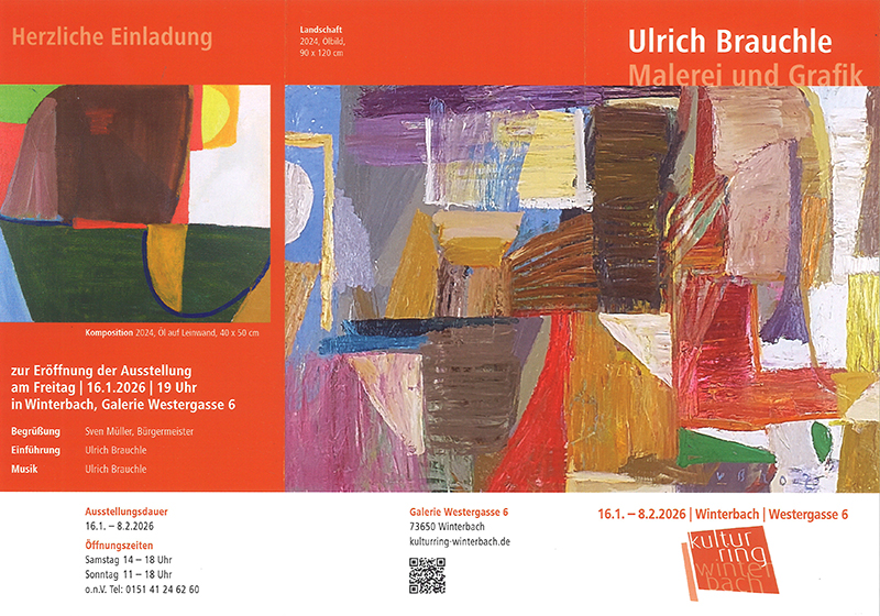 Einladung zur Ausstellung Malerei und Grafik in der Galerie Westergasse 6, Winterbach